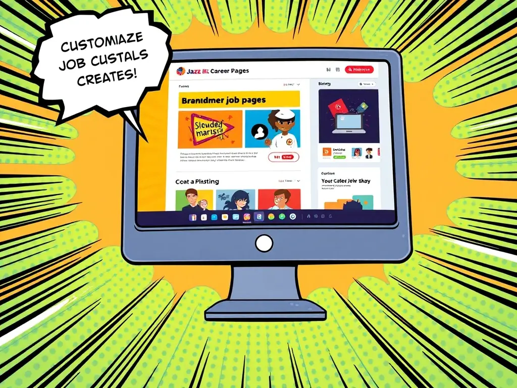 An image depicting customizable job postings on Jazz HR, showcasing the ability to create branded career pages and attract the right candidates with targeted messaging.